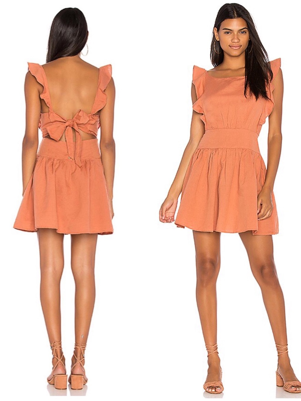 XS Free People Erin Mini Dress Bronze Pinafore